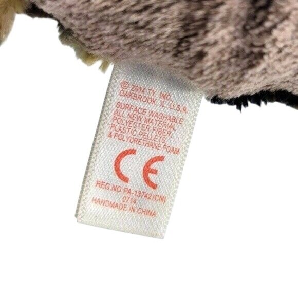 Ty Beanie Boos Owliver Owl Plush Brown White 10" Yellow Glitter Eyes Beak 2014 - Picture 9 of 11